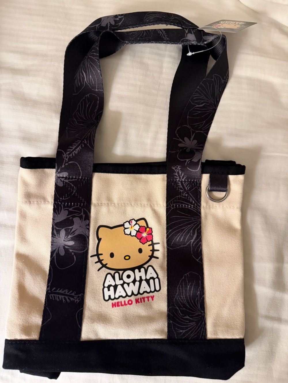Hello Kitty Beige and Black Aloha Hawaii Tote